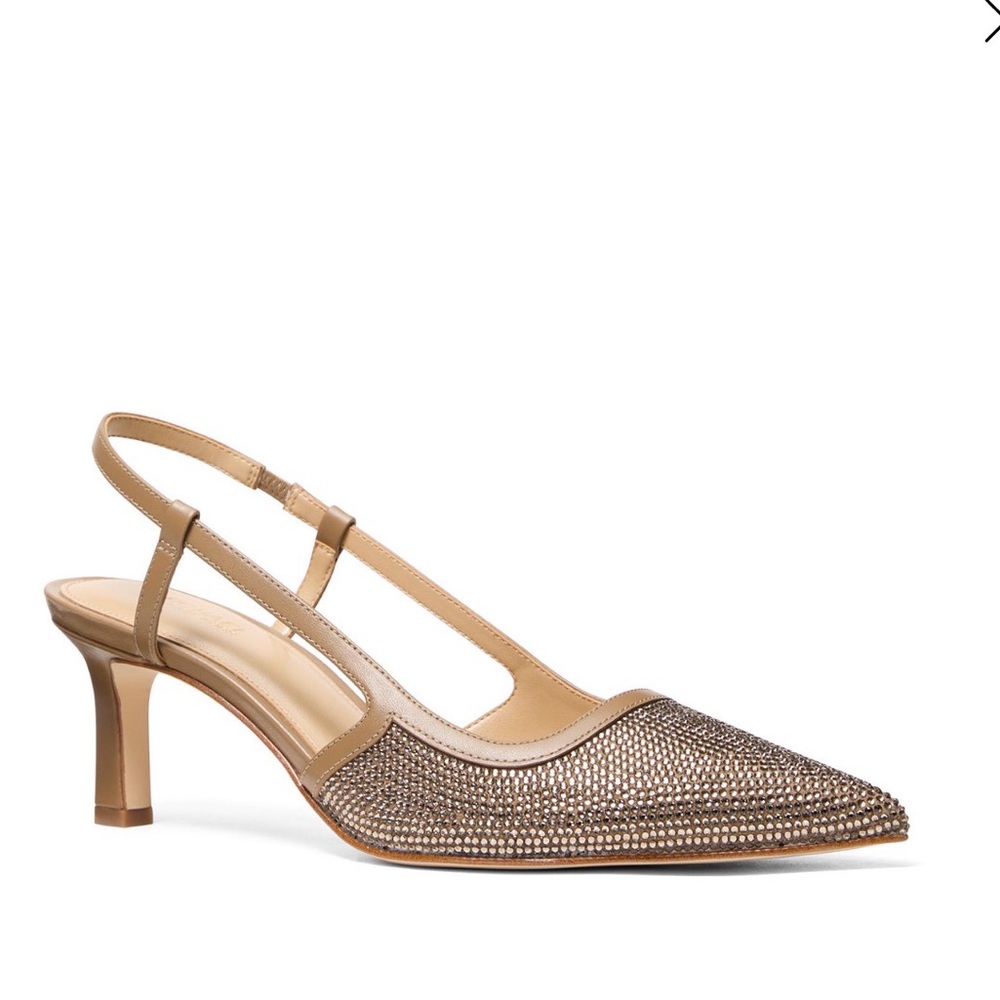 Michael Kors Tan Rhinestone Slingback Heels